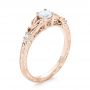 14k Rose Gold 14k Rose Gold Custom Hand Engraved Diamond Engagement Ring - Three-Quarter View -  103242 - Thumbnail