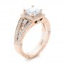 14k Rose Gold 14k Rose Gold Custom Hand Engraved Diamond Engagement Ring - Three-Quarter View -  103473 - Thumbnail