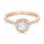 14k Rose Gold 14k Rose Gold Custom Hand Engraved Diamond Engagement Ring - Flat View -  102082 - Thumbnail