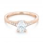 18k Rose Gold 18k Rose Gold Custom Hand Engraved Diamond Engagement Ring - Flat View -  102979 - Thumbnail