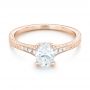 14k Rose Gold 14k Rose Gold Custom Hand Engraved Diamond Engagement Ring - Flat View -  102979 - Thumbnail