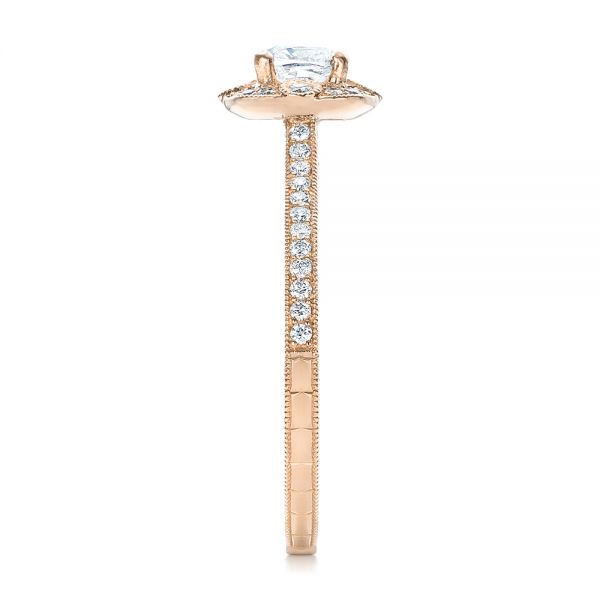 18k Rose Gold 18k Rose Gold Custom Hand Engraved Diamond Engagement Ring - Side View - 102082