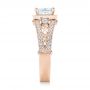 18k Rose Gold 18k Rose Gold Custom Hand Engraved Diamond Engagement Ring - Side View -  103473 - Thumbnail