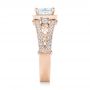 18k Rose Gold 18k Rose Gold Custom Hand Engraved Diamond Engagement Ring - Side View -  103473 - Thumbnail