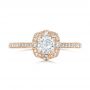 18k Rose Gold 18k Rose Gold Custom Hand Engraved Diamond Engagement Ring - Top View -  102082 - Thumbnail