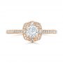 14k Rose Gold 14k Rose Gold Custom Hand Engraved Diamond Engagement Ring - Top View -  102082 - Thumbnail