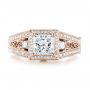 18k Rose Gold 18k Rose Gold Custom Hand Engraved Diamond Engagement Ring - Top View -  103473 - Thumbnail
