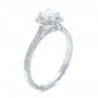 18k White Gold Custom Hand Engraved Diamond Engagement Ring