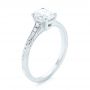  Platinum Custom Hand Engraved Diamond Engagement Ring - Three-Quarter View -  102979 - Thumbnail