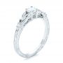  Platinum Platinum Custom Hand Engraved Diamond Engagement Ring - Three-Quarter View -  103242 - Thumbnail