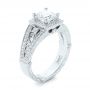 14k White Gold Custom Hand Engraved Diamond Engagement Ring - Three-Quarter View -  103473 - Thumbnail