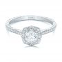 18k White Gold 18k White Gold Custom Hand Engraved Diamond Engagement Ring - Flat View -  102082 - Thumbnail