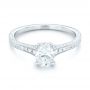 18k White Gold 18k White Gold Custom Hand Engraved Diamond Engagement Ring - Flat View -  102979 - Thumbnail