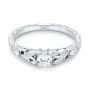 14k White Gold Custom Hand Engraved Diamond Engagement Ring - Flat View -  103242 - Thumbnail