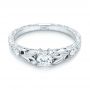 18k White Gold 18k White Gold Custom Hand Engraved Diamond Engagement Ring - Flat View -  103242 - Thumbnail