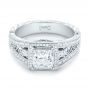 18k White Gold 18k White Gold Custom Hand Engraved Diamond Engagement Ring - Flat View -  103473 - Thumbnail