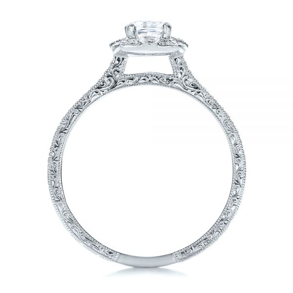  Platinum Platinum Custom Hand Engraved Diamond Engagement Ring - Front View -  102082