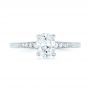 14k White Gold 14k White Gold Custom Hand Engraved Diamond Engagement Ring - Top View -  102979 - Thumbnail