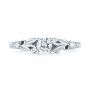14k White Gold Custom Hand Engraved Diamond Engagement Ring - Top View -  103242 - Thumbnail