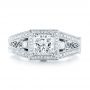 14k White Gold Custom Hand Engraved Diamond Engagement Ring - Top View -  103473 - Thumbnail