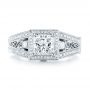 18k White Gold 18k White Gold Custom Hand Engraved Diamond Engagement Ring - Top View -  103473 - Thumbnail