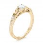 18k Yellow Gold 18k Yellow Gold Custom Hand Engraved Diamond Engagement Ring - Three-Quarter View -  103242 - Thumbnail