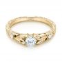 18k Yellow Gold 18k Yellow Gold Custom Hand Engraved Diamond Engagement Ring - Flat View -  103242 - Thumbnail