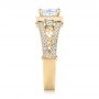 18k Yellow Gold 18k Yellow Gold Custom Hand Engraved Diamond Engagement Ring - Side View -  103473 - Thumbnail
