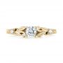 18k Yellow Gold 18k Yellow Gold Custom Hand Engraved Diamond Engagement Ring - Top View -  103242 - Thumbnail