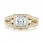 18k Yellow Gold 18k Yellow Gold Custom Hand Engraved Diamond Engagement Ring - Top View -  103473 - Thumbnail