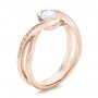 18k Rose Gold 18k Rose Gold Custom Hand Engraved Diamond Solitaire Engagement Ring - Three-Quarter View -  100791 - Thumbnail