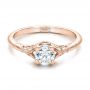 14k Rose Gold 14k Rose Gold Custom Hand Engraved Diamond Solitaire Engagement Ring - Flat View -  100700 - Thumbnail