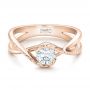 18k Rose Gold 18k Rose Gold Custom Hand Engraved Diamond Solitaire Engagement Ring - Flat View -  100791 - Thumbnail
