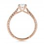 14k Rose Gold 14k Rose Gold Custom Hand Engraved Diamond Solitaire Engagement Ring - Front View -  100608 - Thumbnail