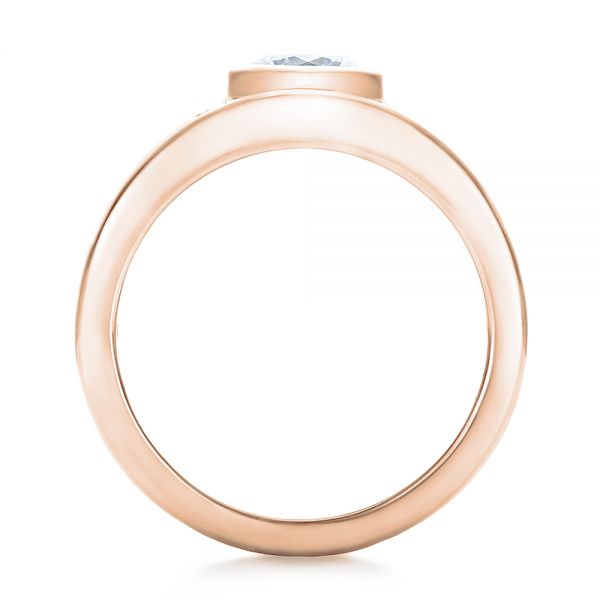 18k Rose Gold 18k Rose Gold Custom Hand Engraved Diamond Solitaire Engagement Ring - Front View - 100655