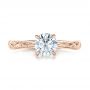 14k Rose Gold 14k Rose Gold Custom Hand Engraved Diamond Solitaire Engagement Ring - Top View -  100608 - Thumbnail
