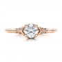 18k Rose Gold 18k Rose Gold Custom Hand Engraved Diamond Solitaire Engagement Ring - Top View -  100700 - Thumbnail