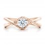 18k Rose Gold 18k Rose Gold Custom Hand Engraved Diamond Solitaire Engagement Ring - Top View -  100791 - Thumbnail