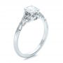 18k White Gold 18k White Gold Custom Hand Engraved Diamond Solitaire Engagement Ring - Three-Quarter View -  100700 - Thumbnail