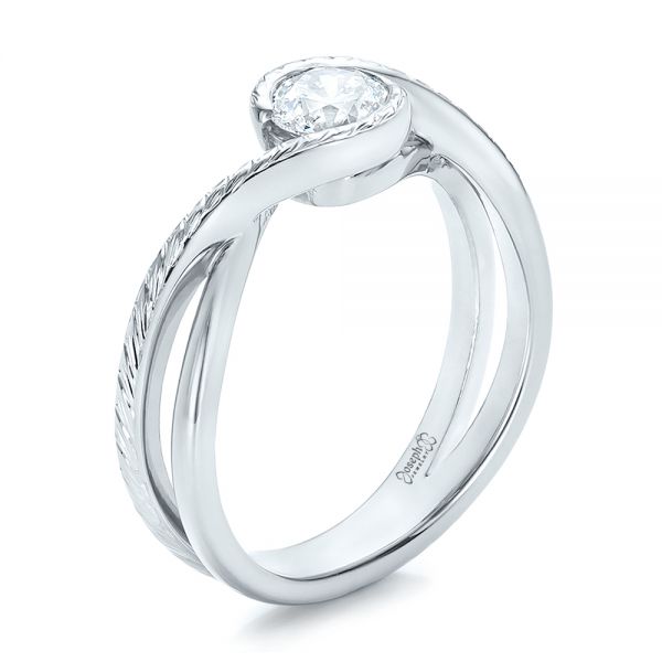 Custom Hand Engraved Diamond Solitaire Engagement Ring - reference design