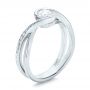 18k White Gold 18k White Gold Custom Hand Engraved Diamond Solitaire Engagement Ring - Three-Quarter View -  100791 - Thumbnail