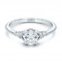 14k White Gold Custom Hand Engraved Diamond Solitaire Engagement Ring - Flat View -  100700 - Thumbnail