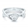 14k White Gold 14k White Gold Custom Hand Engraved Diamond Solitaire Engagement Ring - Flat View -  100791 - Thumbnail