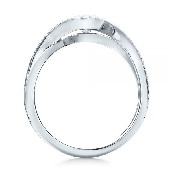  Platinum Platinum Custom Hand Engraved Diamond Solitaire Engagement Ring - Front View -  100791