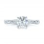 18k White Gold Custom Hand Engraved Diamond Solitaire Engagement Ring - Top View -  100608 - Thumbnail