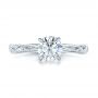 14k White Gold 14k White Gold Custom Hand Engraved Diamond Solitaire Engagement Ring - Top View -  100608 - Thumbnail