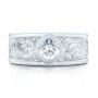 14k White Gold 14k White Gold Custom Hand Engraved Diamond Solitaire Engagement Ring - Top View -  100655 - Thumbnail