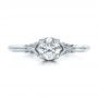 14k White Gold Custom Hand Engraved Diamond Solitaire Engagement Ring - Top View -  100700 - Thumbnail