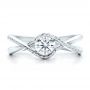 18k White Gold 18k White Gold Custom Hand Engraved Diamond Solitaire Engagement Ring - Top View -  100791 - Thumbnail