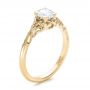 18k Yellow Gold 18k Yellow Gold Custom Hand Engraved Diamond Solitaire Engagement Ring - Three-Quarter View -  100700 - Thumbnail